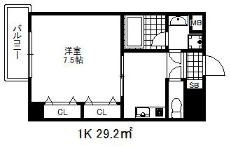 エスフォート神戸小河通(1K/4階)の間取り写真