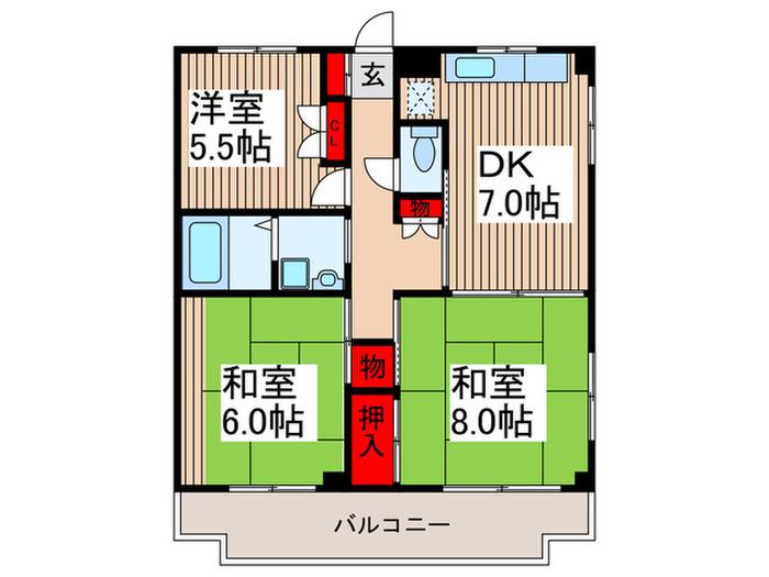 エステートナカムラ(3DK/3階)の間取り写真