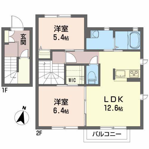 カーサ・ルーチェ(2LDK/2階)の間取り写真