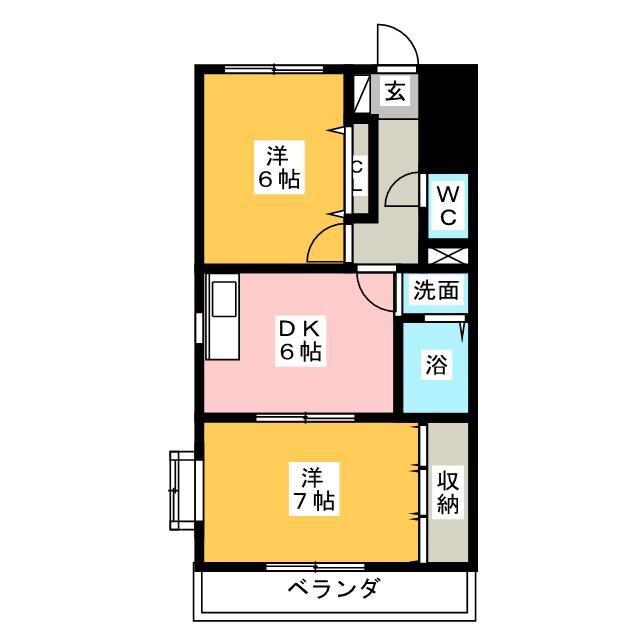 メリッサ原田(2DK/2階)の間取り写真