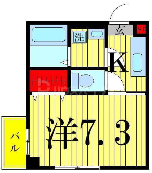 グランバリエ・II(1K/2階)の間取り写真