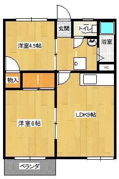 ワタナベハイツ(2LDK/2階)の間取り写真