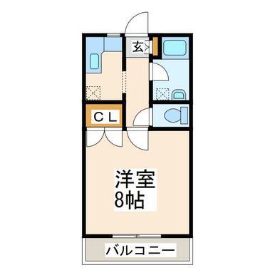 熊本市中央区大江4丁目(1K/4階)の間取り写真