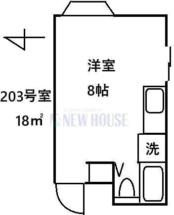 カナディアンハイツ新宿(ワンルーム/2階)の間取り写真