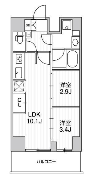 リテラス南千住サウス(2LDK/2階)の間取り写真