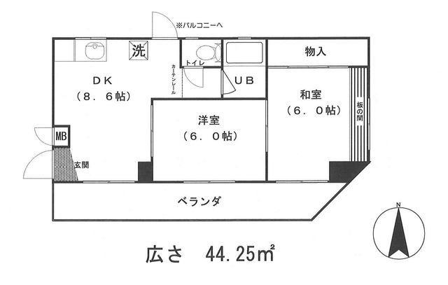 宮本ビル(2DK/4階)の間取り写真