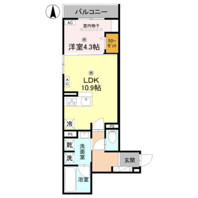トリシア今川(1LDK/2階)の間取り写真