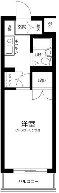 菱和パレス練馬(1K/1階)の間取り写真