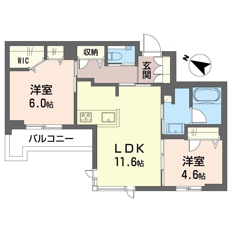 ロゼ アーブル(2LDK/4階)の間取り写真