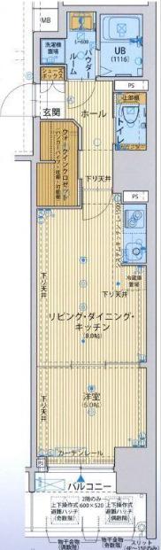 サムティ江戸堀ASUNT(1LDK/4階)の間取り写真