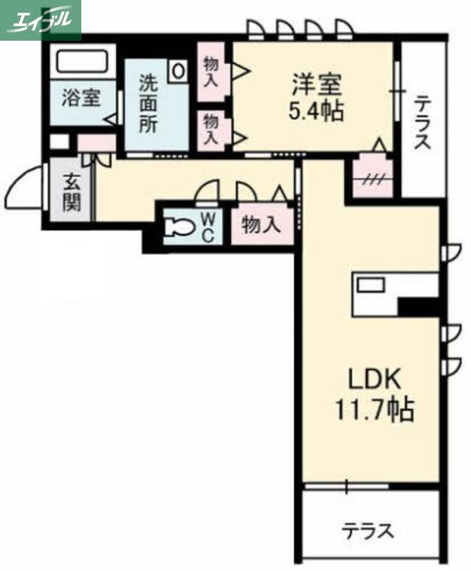 グランマスト今 A棟(1LDK/1階)の間取り写真