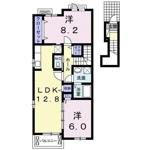 サン・ルーチェIV(2LDK/2階)の間取り写真