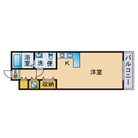 ヒルトップ六本松(ワンルーム/2階)の間取り写真