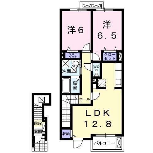 サンリット ガーデンB(2LDK/2階)の間取り写真