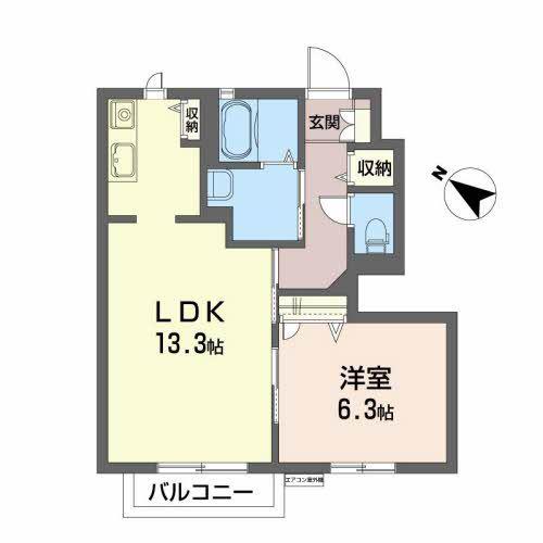フォレストパーク(1LDK/1階)の間取り写真