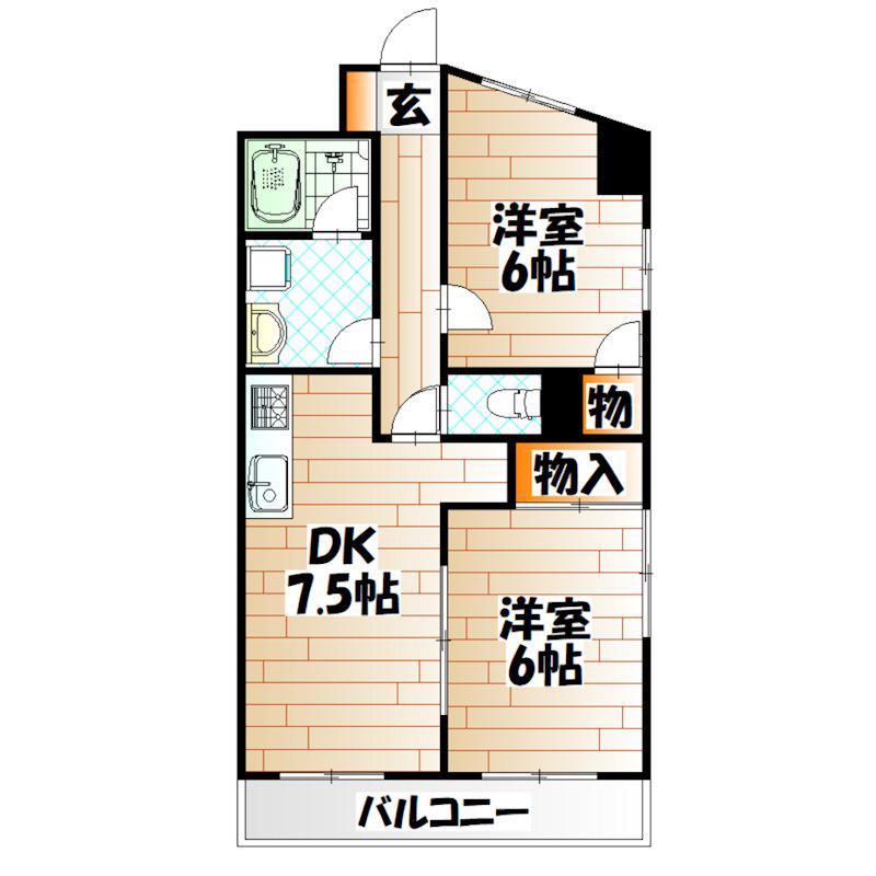 アベニュー21(2DK/4階)の間取り写真