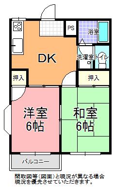 エルディム立原(2DK/2階)の間取り写真