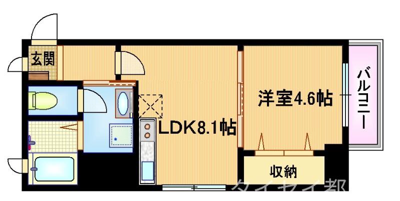 GLAD SEKIME(1LDK/7階)の間取り写真