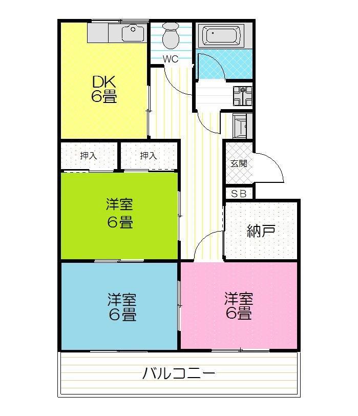 朝日マンション(3SDK/3階)の間取り写真