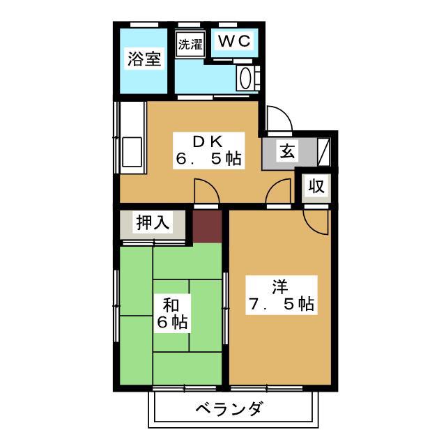 ラ・プランタ原(2DK/2階)の間取り写真