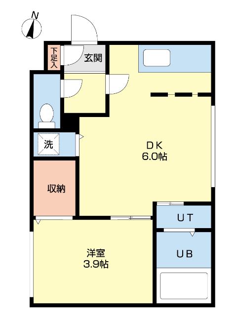 KNOWLEDGE円山(1DK/2階)の間取り写真