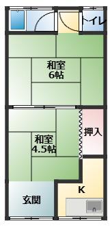 メゾン北新町(2K/2階)の間取り写真