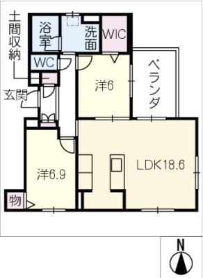 エクラージュ吹上(2LDK/4階)の間取り写真