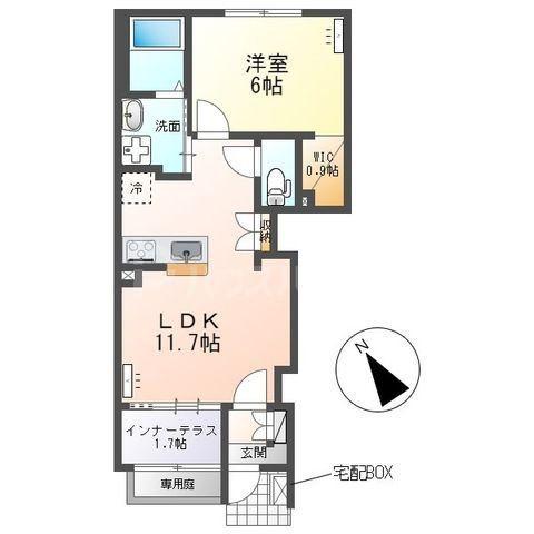 ルナクレセンテIII(1LDK/1階)の間取り写真