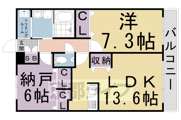 シュシュパルク太秦(1SLDK/2階)の間取り写真