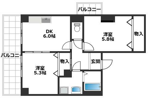 ハーバー壱番館(1LDK/4階)の間取り写真