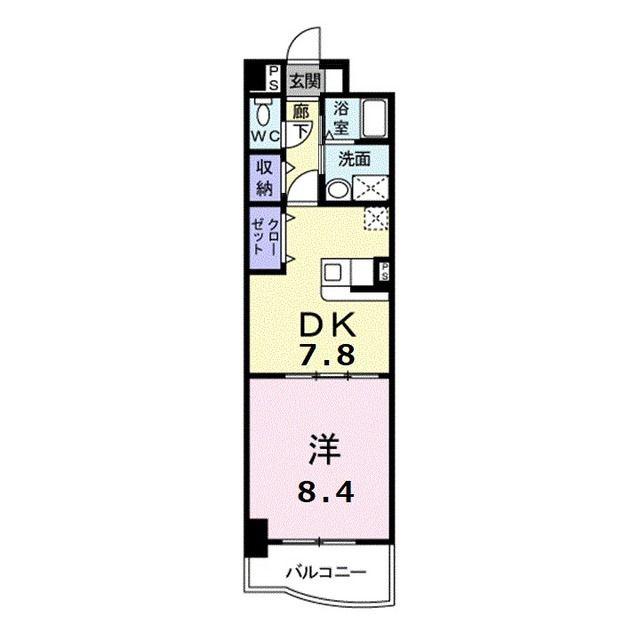 ドミール蔵王(1DK/2階)の間取り写真