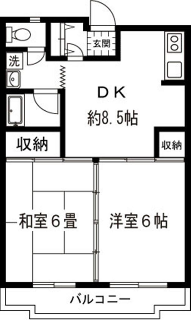 メルロE(2DK/3階)の間取り写真