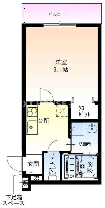 フジパレス我孫子西III番館(1K/2階)の間取り写真