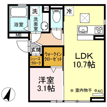コートI(1LDK/1階)の間取り写真