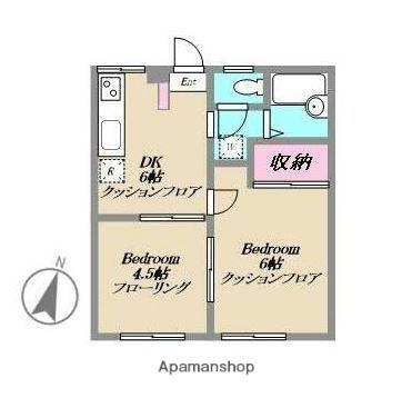 エステートピア追浜(2DK/1階)の間取り写真