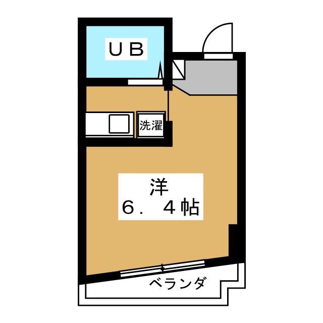フレクションB(ワンルーム/2階)の間取り写真