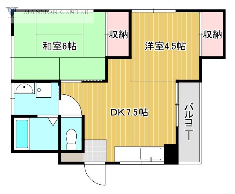 フラッツ高山 C棟(2DK/1階)の間取り写真