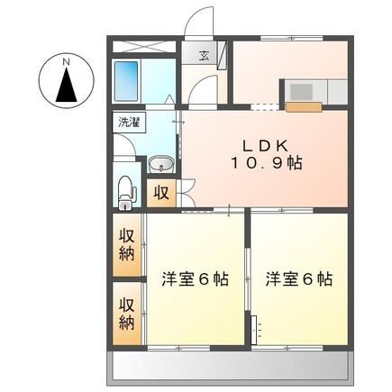 レジデンス町添(2LDK/1階)の間取り写真