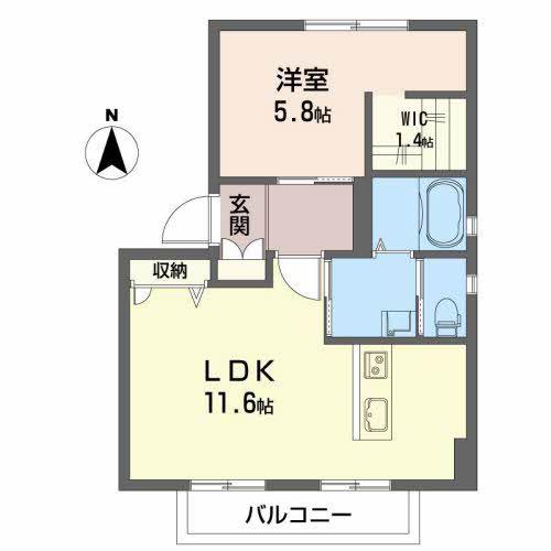 ピュアハイムC(1LDK/1階)の間取り写真