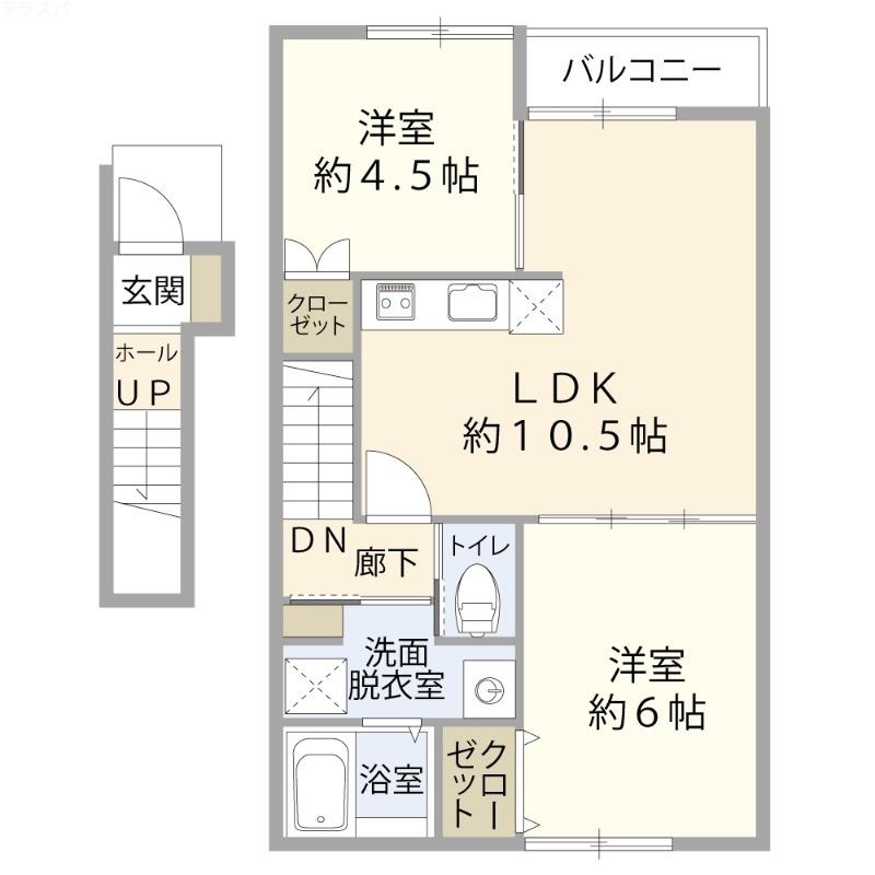 イルミナーレ原新町(2LDK/2階)の間取り写真