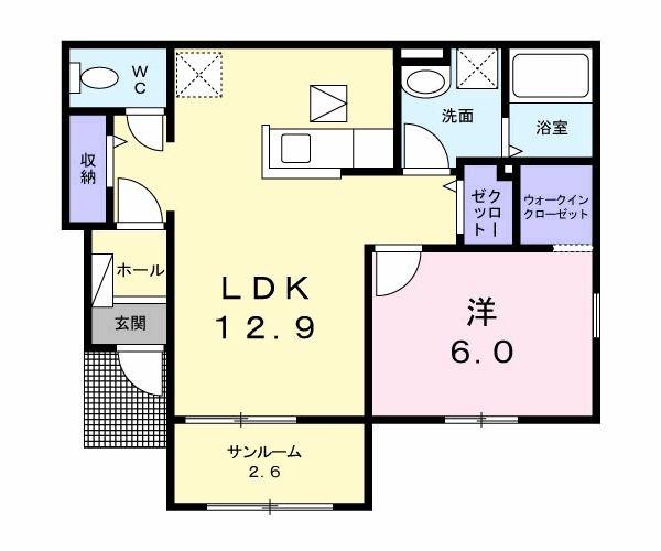 グランドソレイユ(1LDK/1階)の間取り写真