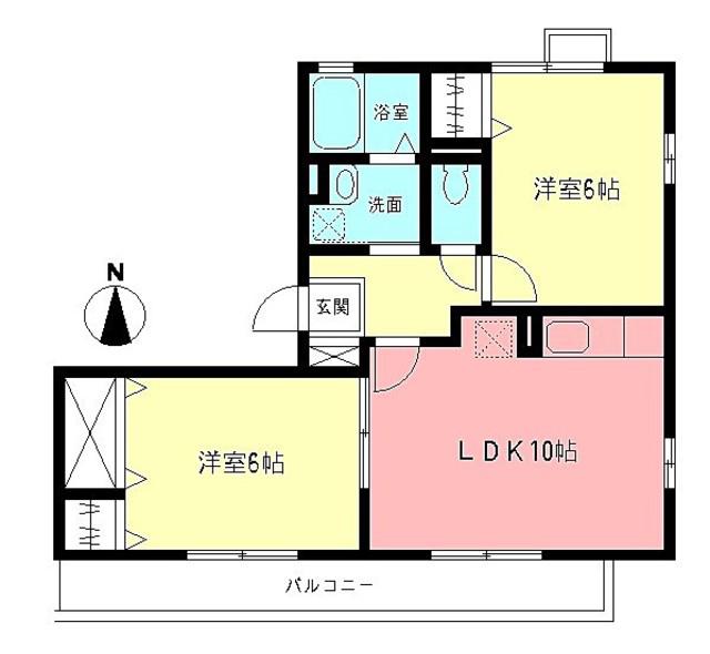 ボナール元住吉(2LDK/1階)の間取り写真