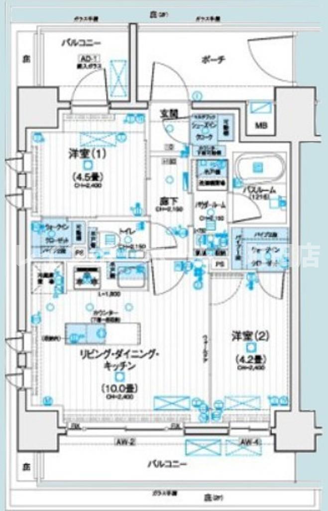 デュオステージ海老名Ⅱ(2LDK/7階)の間取り写真