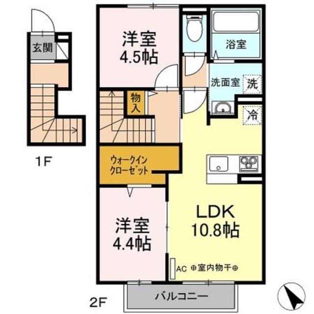 エリア66N(2LDK/2階)の間取り写真