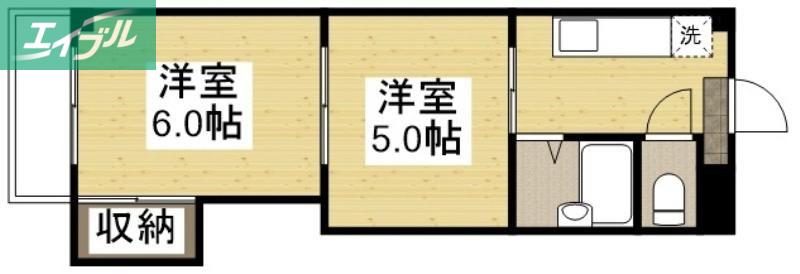 アスティオン鹿田(2K/7階)の間取り写真