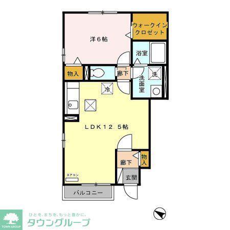ローズコートM(1LDK/1階)の間取り写真