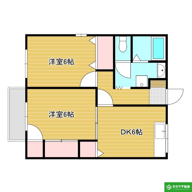 セジュール皆春西棟(2DK/2階)の間取り写真