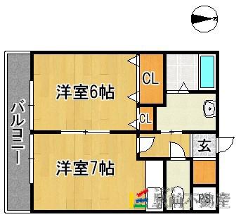 ラ・フォンティーヌ参番館(1DK/2階)の間取り写真