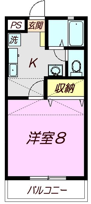 フラワーハイツ(1K/2階)の間取り写真