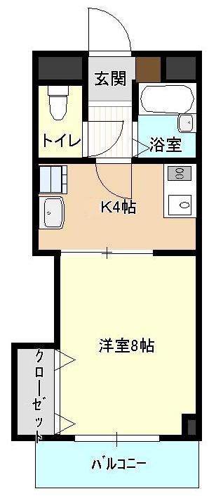 ラフィネ山の田(1K/6階)の間取り写真